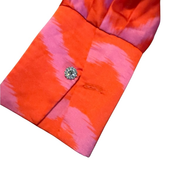 Les Jumelles Antwerp Toby Vibrant Red Zigzag Long Sleeve Dress Size T2/Medium - Picture 5 of 8